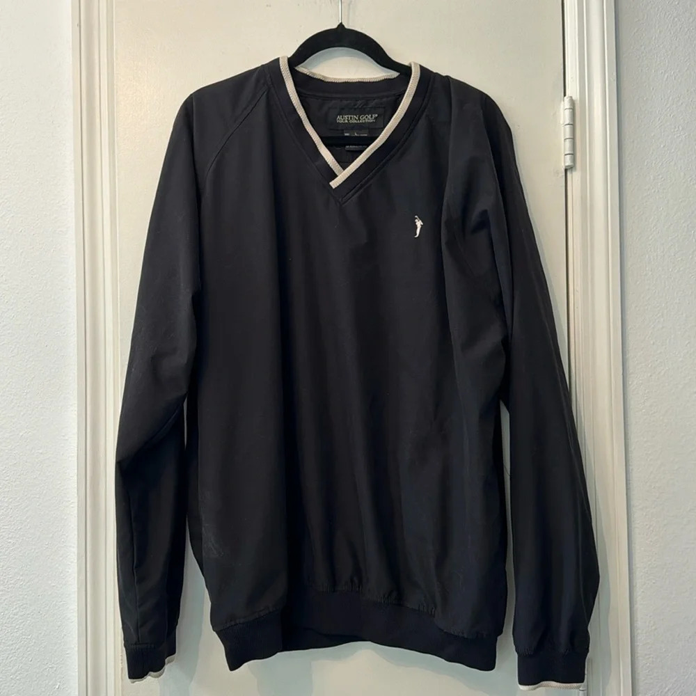 Black Austin Golf Tour Collection Pullover Windbreaker Sweater Size Large